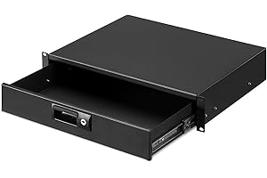 kwmobile Szafka serwerowa 19 cali 2U – szuflada na serwer – zamykana szuflada z kluczem – 19 cali półka do szafy lub stojaka – czarna