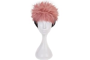 MAYSUWELL Parrucca cosplay Jujutsu Kaisen Itadori Yuji Parrucca rosa arancione nera capelli corti per Halloween, feste, carnevale, vita notturna, concerti, matrimoni