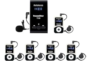 Retekess T130-T131 Bezprzewodowy System Tourguide 1 Nadajnik Przewodnika i 5 Odbiornik Słuchacza dla Przewodnika po Kościele Spotkanie z Kursem Szkoleniowym