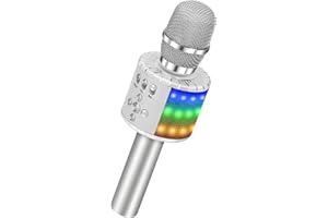 BONAOK mikrofon bezprzewodowy, mikrofon karaoke dla dzieci odtwarzacz Bluetooth, przenośny rejestrator, światła LED, kolorowy mikrofon na imprezę rodzinną dla inteligentnego urządzenia z systemem
