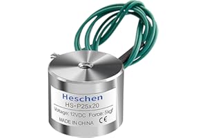 Heschen Electromagnet Magnet Solenoid, P25/20, OD 25mm, DC 12V, 4W, 5Kg/11 lb