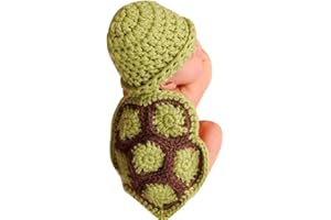 TinaDeer Neugeborenes Baby Mädchen Junge Foto Fotografie Kostüm Requisiten, Schildkröte Form Strickmütze und Häkelkleidung Outfits Bekleidung Set für 0-4 Monate
