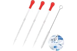 VXIWSCY Lot De 3 Pipettes En Verre De 3 Ml Avec Graduations Précises - Compte Gouttes Pour Laboratoire, Recherche Alimentaire, Médicale Et Éducation, Pipettes En Verre Inclut Brosses De Nettoyage ﻿