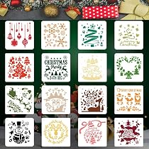 FaJoek Weihnachts-Schablone, 16 Stück Malschablonen aus Kunststoff ...