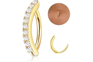 JeryWe Clicker Piercing Nombril Acier Chirurgical Piercing Nombril Anneau 14G Or Percing au Hypoallergénique CZ Courbé Inversé piercing Anneau pour Femmes Anneaux Bijoux de Corps Ventre 10/12mm