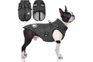 LUOWAN Manteau Chien Hiver Manteau pour Chien avec Harnais, Veste Imperméable pour Chiens de Ppetite Mmoyenne et Grande Taille, Lavable en Machine Bandes Réfléchissantes