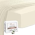 Pizuna 100% Cotton Fitted Sheets King Size Ivory, 400 Thread Count Long Staple Cotton King Size Fitted Sheet 160x200 cm, Sateen Weave 40 cm Deep Fitted King Size Sheet 1 PC