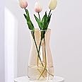 Vzmiza Amber Glass Vase Premium Quality Flower Vase Vase Flowers Rustic Home Decor, Decor Amber Vase Modern Farmhouse, Ideal Shelf, Table & Entryway Decor, Patented Design, 20x9.4x9.4 cm (Vz1-Amber)