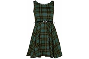 TEASE Womens Sleeveless Belted Tartan Check Print Skater Flared Dress size UK 8-26
