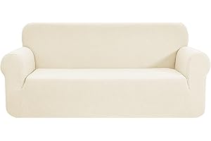 SAMSTEX Stylish Sofa Covers 4 Seater High Stretch 4 Seater Sofa Cover 1-Piece Sofa Slipcovers Thick Soft Sofa Protector Machine Washable Non-Slip Couch Covers (4 Seater, Cream)