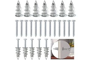 DECARETA 50 Pezzi Tasselli in Cartongesso Autofilettante con Viti M4*35MM Fissaggio per Cartongesso Autoforanti in Metallo per Calcestruzzo Muro Pieno e Mattone Forato Cartongesso Attrezzi Tasselli