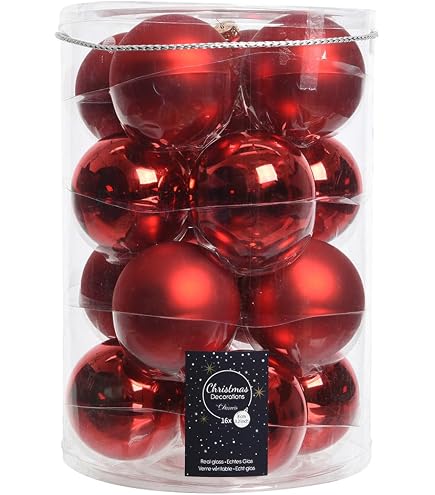 Kaemingk Palline di Natale in Vetro, 8 cm, 16 Pezzi, Lucide, Grandi per Albero di Natale, Decorazioni Natalizie, Mix Blu Ghiaccio/Bianco