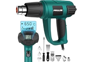 NEU MASTER PRULDE Pistola Termica Elettrica, 2000W Pistola ad Aria Calda con Display Digitale LCD, Controllo Temperatura Variabile (50℃- 650℃) con 4 ugelli per rimozione vernice, saldatura e restringimento