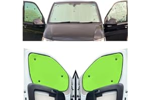 COVPROTEC Thermal Blinds Compatible With Fiat Doblo (Years 2010-2015) (Front Set) With Backing Colour in Flourescent Yellow, Reversible