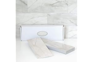 BeNice Marble Self Adhesive Wall Tiles Subway Stickers,Splashbacks for Kitchen Bathroom Individual Sticky Panels Large(16tiles,Grey Line)