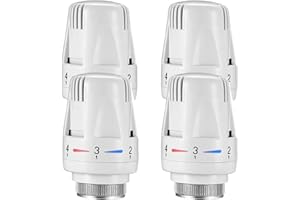 EUJRCF Thermostatic Radiator Head,4 Pack Radiator Thermostat Valve,M 30 X 1.5 Radiator Valve Replacement Head Head Heating Valve Too for Heating System Temperature Control in Home and Office