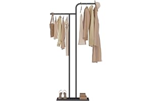 GUOHNHE Appendiabiti Ingresso in Metallo, Moderno Appendino da Terra a Doppia Colonna, Attaccapanni Resistente con Lastra di Roccia, per Soggiorno, Camera da Letto, 180 cm, Nero, GYJ201B