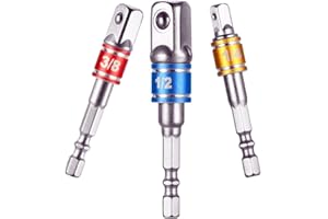Newder Adattatore a Bussola,3 Pezzi 1/4 '' 3/8 '' 1/2 '' Socket Adapter Set, Esagonale Impact Square Drive Hex Power Drill Bit
