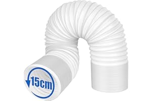 Texliney Abluftschlauch 150mm, 2m Weiß PVC Schlauch für Klimaanlage/Abluftschlauch/Dunstabzugshaube