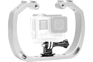 Selens Soporte de cámara de mano doble soporte estabilizador mango buceo equipo de fotografía subacuática con tornillo 1/4 y correa de mano para cámara deportiva Hero Xiaomi Yi SJCAM