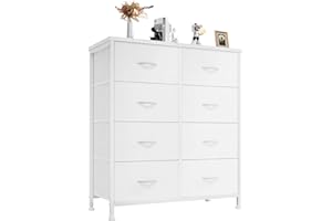 ‎DUMOS DUMOS Kommode für Schlafzimmer mit 8 Stoffschubladen, hohe Kommode Organizer für Kleidung, Schrank Kinderzimmer, Aufbewahrungsturm mit Schrank, Metallrahmen, Holzplatte, leichte Kinderzimmermöbel