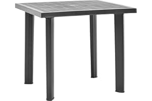 URBN GARDEN Large Black Square Garden Plastic Table Patio Deck Side Snack Outdoor Furniture