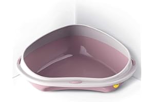 Cat Centre Katzenklo Offen Ecktoilette Für Katzen Eckkatzentoilette Katzentoilette Ohne Deckel Rosa XL 58 x 48 cm