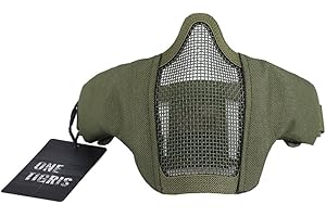 OneTigris Máscara Táctica Plegable de Media Cara con Malla para Practicar Airsoft y Paintball CS con Correa Ajustable y elástica, Hombre, Lower Face Mask