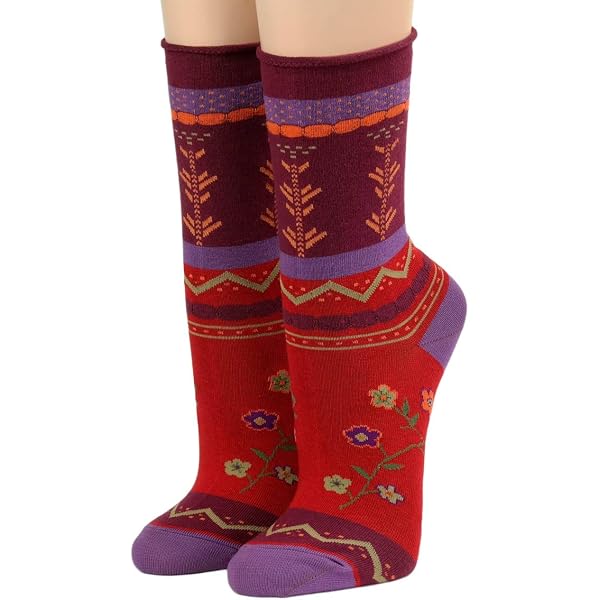 Crönert Longsocks Mit Rollsaum – Blüten Und Tupfen Auf Gelbem Grund, Bequeme Baumwollsocken