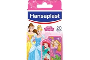 Hansaplast Disney Princess 20 Pansements, Pansements stériles prédécoupés pour enfants, Pansements princesses résistants à l'eau et aux saletés
