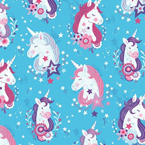 UNICORN FABRICS - Unicorn Heads Aqua - STU100 - By 0.5 Metre - By Studio E - 100% Cotton (Unicorn Heads Aqua STU100)