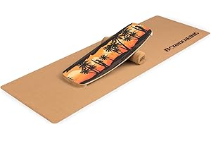BoarderKING Indoorboard Classic - Tavola di Equilibrio per Surf e Skate Indoor, Tavola Propriocettiva per NeuroMuscular Response Training, incl. Tappetino Protettivo