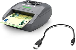 Detectalia D7X - Detector automático de billetes falsos con cable de actualización, 100% detección y listo para los nuevos billetes - 14 x 12 x 6 cm