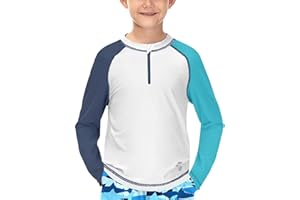BesserBay Jungen UV Shirt Badeanzug SPF 50+ Lange Ärmel Rash Guard Schwimmshirt Badeshirt 110-150