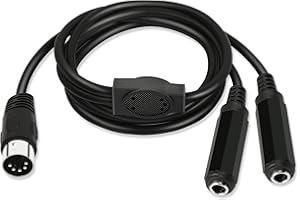 GINTOOYUN 5-poliger DIN-Stecker auf 6,35 mm Splitter-Y-Adapterkabel,99 Zoll MIDI, 5-poliger DIN-Stecker auf Dual 6,35 mm TRS-Buchse,Kabel für MIDI-Mixer,MIDI-Tastaturen,Musikmixer,usw