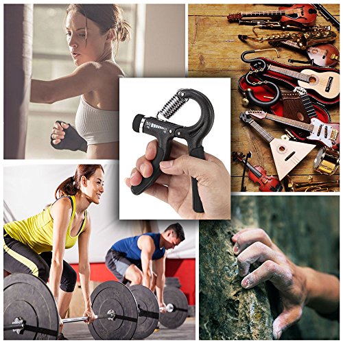 Hand Trainingsgerät, Aodoor Federgriffhantel Fingerhantel Hand Greifer Verstellbare Widerstandsbereich 22 bis 88 Pfund (10-40 Kg), Handgelenk, Unterarm Krafttraining – Schwarz - 6