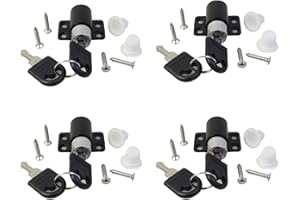 ELEPURE Lote de 4 cerrojo de seguridad para puerta ventana con llave, seguridad para niño, cerradura de puerta corredera, armario, patio Bolt, antirrobo, limitado, cerraduras para bebé, color negro
