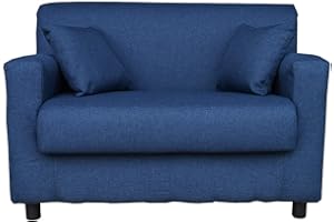Liberoshopping Divano sfoderabile 2 posti in tessuto imbottito con braccioli larghezza 124 cm (Blue)