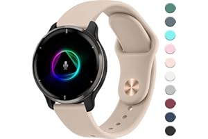 Mugust Armband für Garmin Venu/Venu 2 Plus/Venu Sq/Venu Sq 2 Music für Damen Herren, 20mm Silikon Armbänder Classic Sport Ersatz Uhrenarmband für Garmin Venu Sq 2 Armband, Milchtee Farbe