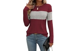 EIRUKON Maglioni da Donna Maglia a Maniche Lunghe Girocollo Signore Tunica Tops Elegante Leggero Pullover Moda Bluse per l'Autunno Inverno Casual T-Shirt S-XXL