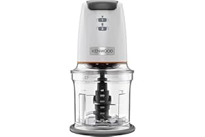 Kenwood EasyChop CHP61.000WH, Tritatutto a Quattro Lame, Ciotola da 0.5L, Azionamento a Pressione, 2 Velocità, Anello Antiscivolo, Lavabile in Lavastoviglie, Sistema Rompighiaccio, 500W, Bianco
