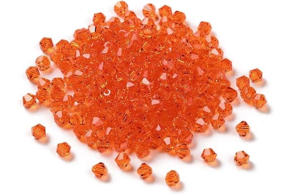 Perlin Preciosa Lot de 40 perles tchèques, en cristal de Bohême, 4 mm, double cône, en verre taillé, orange