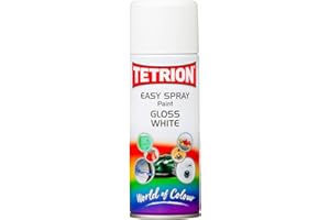 Tetrion High Visibility Gloss White Spray Paint 400ml for Wood, Metal, Ceramic, Plastic - Quick-Drying with Durable Finish