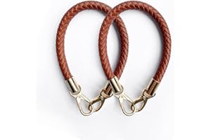 Zzcy Anse de Sac 2Pcs Sangles de Rechange en Cuir pour Sac à Main Poignee sac a main Avec Petit Porte-clés(Marron 40cm)