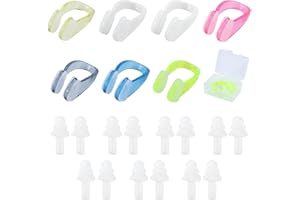 JRSHIRLEYLTD Lot de 7 pince-nez flottants réutilisables en silicone avec 7 bouchons d'oreilles, pour adultes et enfants (multicolore)
