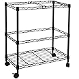 Oceanstar Portable 2-Tier Metal Rolling File Cart, Black