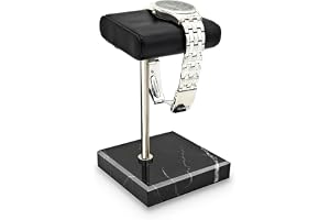 CHADWICK Klockstativ marmorbas, handgjort klockvisningsstativ, klockhållare för män med PU-läderbricka, klockställ för klocka, armband, herrgåva på fars dag, jul
