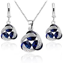 Crystalline Azuria Ensemble Collier & Boucles D'Oreilles 18ct Or Rosé Avec Cristaux - Bijou Élégant Pour Femme