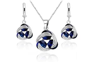 Crystalline Azuria Juegos de Joyas para Mujeres y Niñas Juegos de Joyas Boda Collar y Pendientes para Esposa Novia Joyería