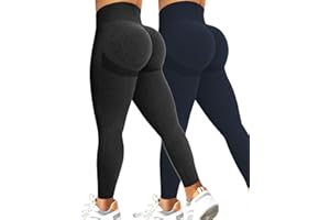 Kuzimua 2-pak sportowych legginsów typu Scrunch Butt, push up, wysoka talia, nieprzejrzyste, bezszwowe, długie legginsy do uprawiania sportu, fitnessu, na siłownię, jogę, na co dzień